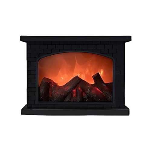 tuwiwol Innenkamin, eleganter Feuer Dekor, Batterie und USB betriebener elektrischer Kaminheizer, Kamin, Kamin, Schwarz von tuwiwol