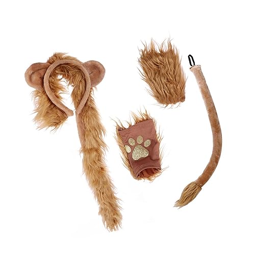 tuwiwol Löwen Plüschohren Stirnband, Schwanz und Pfoten Set, einfach zu tragendes Zubehör für mühelose Transformation aus Plüsch von tuwiwol