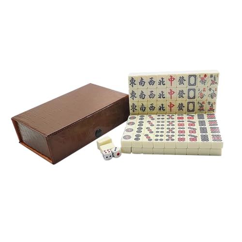 tuwiwol Lustiges und unterhaltsames tragbares Reise Mahjong Set mit Aufbewahrungsbox für ein angenehmes Spielerlebnis auf Reisen, Partys, Erwachsenen und Kindern von tuwiwol