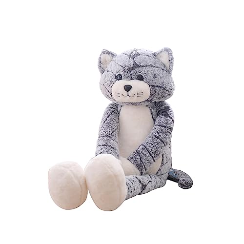 tuwiwol Niedliches Plüschtier, Kuscheltiere, Simulation langbeiniger Katzenpuppe, weich, schlafend, für Kinder, Kind, Auszeichnung, Geburtstag, Heimdekoration, Geschenk, Grau, 50cm von tuwiwol