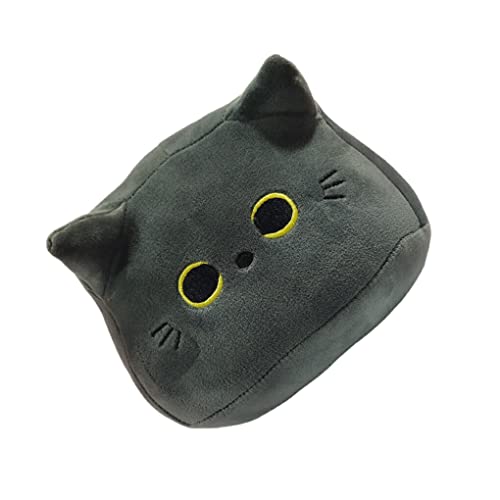 tuwiwol Schwarze Katze Plüschtier Cartoon Tierform Kissen Weiches Gefülltes Kissen Schöne Puppe Jungen Mädchen Geschenk Stuhl Dekoration, Graugelbe Augen, 8CM/20g von tuwiwol