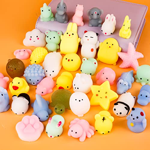 twoonto Mini Squishy Pack, Soft Mochi Squishy Toys 40 Pcs Moji Fidget Toy, Kawaii Tier Squishies Partytüten Füllstoff Stressabbau Spielzeug für Kinder Erwachsene Weihnachten Geburtstagsgeschenk von twoonto