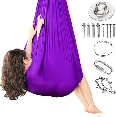 Sensorische Schaukel Kinder Indoor, Children's Sensory Full Body Socks For Adults Autism, Full Body Wrap Stretchy Breathable Sensory Swing Hängematte For Stress Reduction With Autism(Purple,280x100CM/ von tylxayoxa