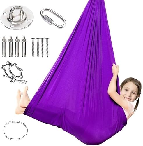 Sensorische Therapieschaukel Kinder Indoor, Children's Sensory Full Body Socks For Adults Autism, Full Body Wrap Stretchy Breathable Sensory Swing Hängematte For Stress Reduction With Autism(Purple,15 von tylxayoxa