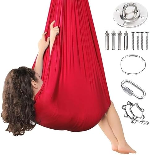 Sensory Körpersocken Sensorische Schaukel, Therapieschaukel Kinder Erwachsene Hilfsmittel Bei Autismus Ängsten Konzentrationsmange Indoor Sensory Swing, Schaukeltuch, Nestschaukel Outdoor(Rot,150x280C von tylxayoxa