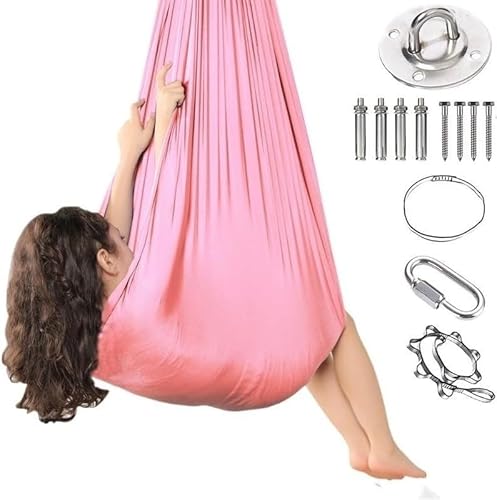 Sensory Swing, Sensorische Kompressionsdecke Kinder & Erwachsene Therapieschaukel Sensorische Schaukel For Entspannung Und Oxytocinfreisetzung Hilft: SPD Angstzustände ADHD Autismus(Pink,280x100CM/110 von tylxayoxa