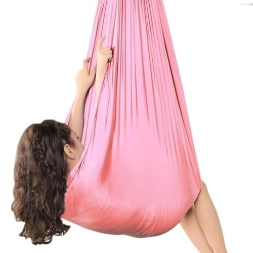 Therapieschaukel , Aerial Yogatuch,Sensory Full Body Socks For Adults Autism, Full Body Wrap Stretchy Breathable Sensorische Schaukel For Stress Reduction With Autism(Pink,150x280CM/59x110in) von tylxayoxa