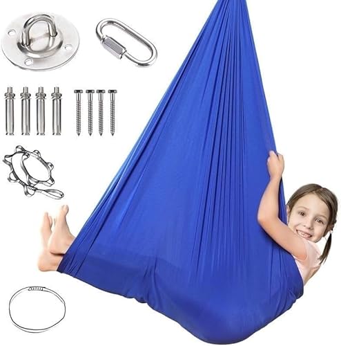 Therapieschaukel Kinder, Aerial Yogatuch,Children's Sensory Full Body Socks For Adults Autism, Full Body Wrap Stretchy Breathable Sensorische Schaukel For Stress Reduction With Autism(Blue2,150x280CM/ von tylxayoxa