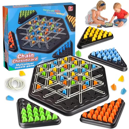 Triggle Spiel mit Gummibänder Tabletop Taktikspiel Kettendreieck Schachspiel Brain Games Triggle Spiel Schach Mehrspieler Geeignet für Kinder und Erwachsene zum Spielen bei Familientreffen von tyokas