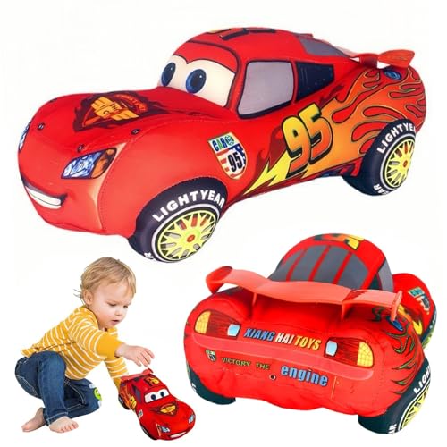 tyokas Auto Plüschtiere Blitz Plüschtier Cars Kuscheltie Kinderspielzeug 25CM Karikatur Auto Rennfahrer Plüschpuppe Perfekt für Kinder zum Spielen, Sammeln und Kuscheln von tyokas