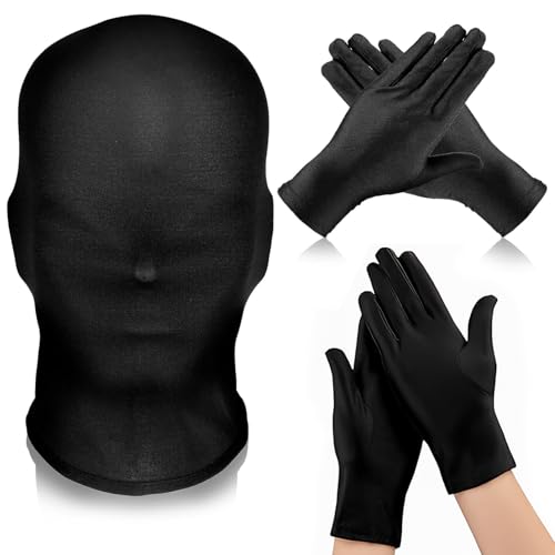 tyokas Halloween Masken 3 Stück Halloween Vollgesichtsmaske Black Mask Spandex Kopfmaske Unisex Gesichtslose Maske mit Schwarzen Handschuhen Perfekt für Halloween, Cosplay, Dekoration und Mehr von tyokas