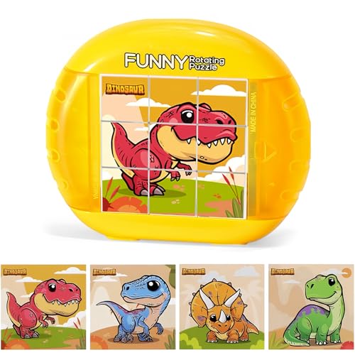 tyokas Rotierendes Puzzle 3D Spielzeug 4-in-1 Puzzle 9 Teile Dinosaurier 3 Jahre Gelb Mittelstufe Modern von tyokas