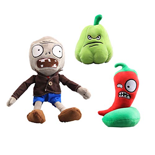 uiuoutoy 3 Stück/Set Pflanzen und Zombies Plüschtiere Squash Pepper Grau Zombie Plüsch Weich Stoffpuppe Kinder Geschenk von uiuoutoy