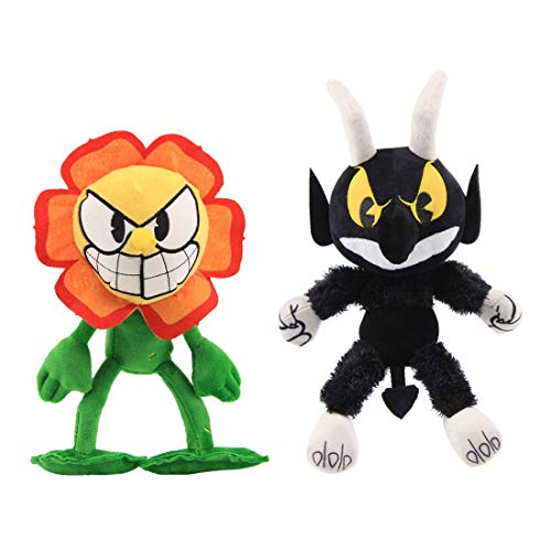 uiuoutoy Cuphead Game Toys Cagney Carnantion Devil Boss Plüsch, weich gefüllt, 2 Stück von uiuoutoy