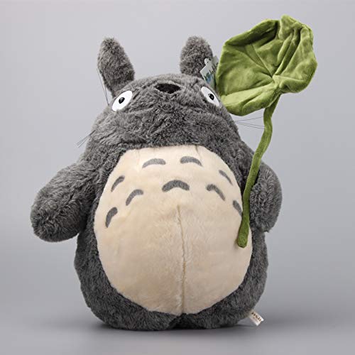 uiuoutoy Totoro Plüsch Kissen Katze Kuscheltier Stofftier Sofa Dekokissen Anime Baumwolle Spielzeugkissen Geschenk (Totoro with Leaf) von uiuoutoy