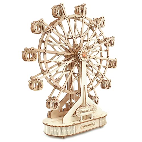 Ukuu 3D Holzpuzzle, Rotierendes Riesenrad Modellbausatz mit Musik, Mechanischer Holzbausatz zum Bauen, DIY Montage Holzpuzzle Spielzeug, Bastelset Holzgeschenk für Erwachsene und Jugendliche von ukuu