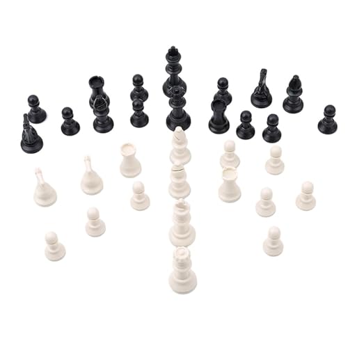 ulafbwur Flimikun Schachfiguren, mittelalterliches Schachfiguren-Set, Schwarz und Weiß, Kunststoff, 65/75/95 mm, 32 Stück von ulafbwur