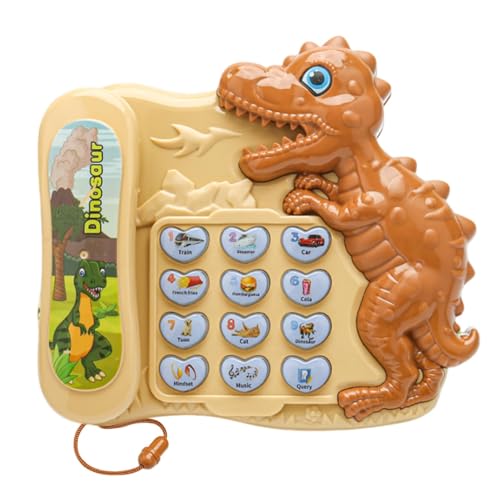 Rollenspiel-Telefon, Lernspielzeug-Telefon - Cartoon-Dinosaurier-Spielzeugtelefon für die frühe Bildung - Fördert das Lernen von Buchstaben und Zahlen, fördert Rollenspiele und fördert die von ulapithi