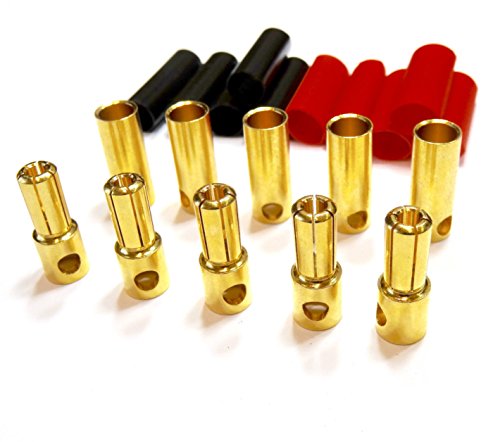 ulex 10 Paar (20 Stück) 5,5mm 5.5mm Goldkontaktstecker Goldstecker Stecker Buchse Male Female Hochstrom inkl. Schrumpfschlauch für Lipo Akku ESC bis 120A von Mr.Stecker Modellbau® von ZYZYZK