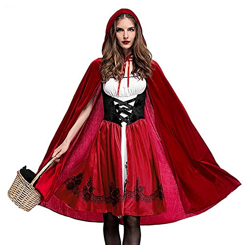 umifyxioy Halloween Kleider Damen, Halloween Kostüm Damen Rotkäppchen Kostüm Prinzessinenkleid und Umhang mit Kapuze Faschings Kostüme Halloween Karneval Festlich Partykleid Verkleidung Outfits von umifyxioy