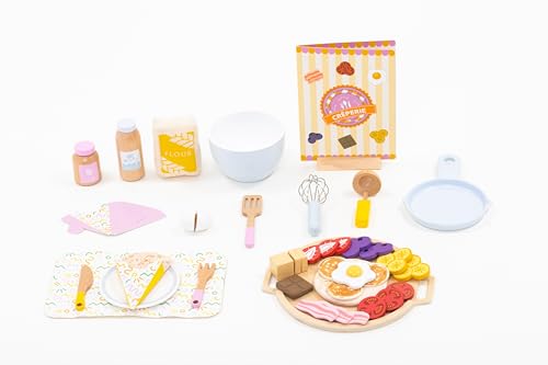 UMU® Pfannkuchen Spielset aus Holz – mit Pfanne, Wender, Sirup und mehr, Pancake-Set Spielzeug für Kinder, 44-TLG. Küchenzubehör für kleine Köche ab 3, 4, 5 Jahre von umu