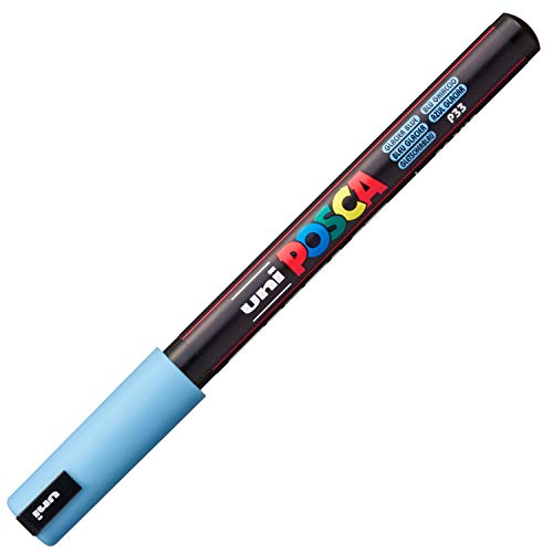 uni-ball 181741 - POSCA Marker mit extra feiner Spitze, 0,7 mm Strichstärke, gletscherblau, blau von Uni-Ball