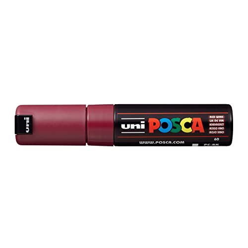 uni-ball 182626 - POSCA Marker mit breiter Keilspitze, weinrot von Uni-Ball