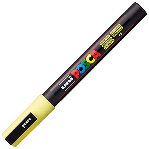 uni-ball 186510 - Marker POSCA mit feiner Rundspitze, 0,9-1,3 mm Strichstärke, lichtgelb, gelb von uni-ball