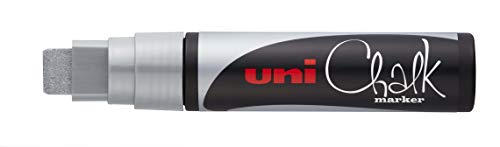 uni-ball 186611 - Fenster- & Kreidemarker UNI CHALK PWE-17K 15 mm, mit breiter Keilspitze, silber von Uni-Ball