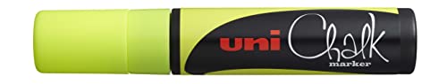 uni-ball 186607 - Fenster- & Kreidemarker UNI CHALK PWE-17K 15 mm, mit breiter Keilspitze, gelb von Uni