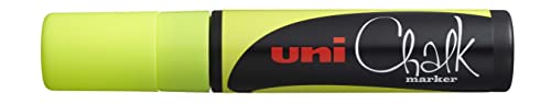 uni-ball 186607 - Fenster- & Kreidemarker UNI CHALK PWE-17K 15 mm, mit breiter Keilspitze, gelb von Uni-Ball