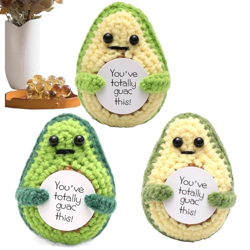 usefulbeauty Gestrickte Puppe, emotionale Unterstützung gehäkelt,Lustiges 3-teiliges Strickpuppen-Set - Kreatives Häkel-Poo-Avocado-Puppenspielzeug-Set, niedliche Strickdekoration, Ornament von usefulbeauty