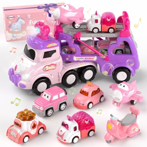 usrela 7 in 1 Autos Spielzeug ab 2 3 Jahre Mädchen, 1-3 Jahre Geschenke Mädchen, Transportwagen-LKW mit Licht und Musik, Geburtstagsgeschenke für 2 + 3 + usrela 7 in 1 Autos Spielzeug ab 2 3 Jahre Mädchen, 1-3 Jahre Geschenke Mädchen, Transportwagen-LKW mit Licht und Musik, Geburtstagsgeschenke für 2 + 3 + von usrela