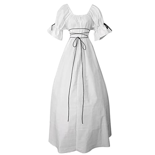 uxxnjfg Generic Kostüm Halloween Damen Elfen Fee Prinzessin Puff Ärmel Kleider Barock Fasching Victorian Kostüm Märchen Böse Große Größen Mittelalter Kleidung Festliche Kleidung Damen Weiss S von uxxnjfg