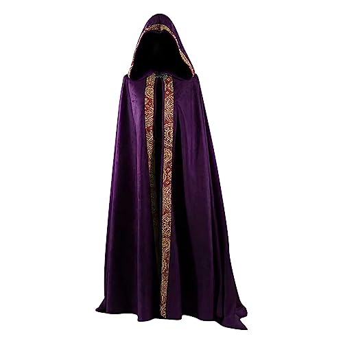 uxxnjfg Generic Kostüm Halloween Damen Kapuzenumhang Hexe Vampir Teufel Ärmellos Faschingskostüme Barock Fasching Gothic Day Of the Dead Kostüm Trachten Große Größen Gruselig Mittelalter Kleid Lila L von uxxnjfg