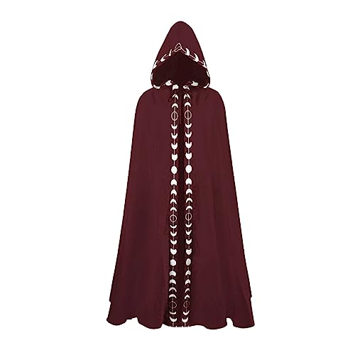 uxxnjfg Generic Kostüm Halloween Damen Kapuzenumhang Hexe Vampir Teufel Ärmellos Kostüm Steampunk Gothic Victorian Day Of the Dead Kostüm Lustige Sexy Gruselig Mittelalter Kleidung Rot L von uxxnjfg