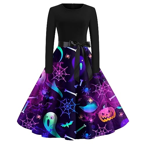 uxxnjfg Generic Kostüm Halloween Damen Retro Hexe Vampir Mit Aufdruck Langarm Kleidung Renaissance Gothic Victorian Halloweenkostüme Märchen Trachten Übergröße Mittelalter Kleidung Pink L von uxxnjfg