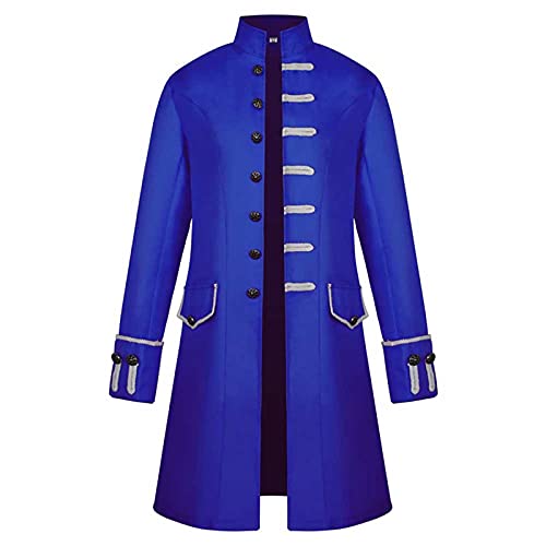 uxxnjfg Herren Gothic Steampunk Frackjacke Vintage Mittelalter Kleidung Pirat Barock Renaissance Langarm Kleidung Kostüme Für Halloween Herren Lustige Relaxo Kleid Fasching Rave Outfit Blau 3XL von uxxnjfg