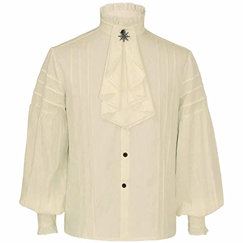 uxxnjfg Herren Vintage Gothic Steampunk hemd Vintage Mittelalter Kleidung Vampir Pirat Dämon Langarm Kostüm Halloween Herren Gruselig Horror Kleidung Fasching Rave Outfit Cosplay Performance Gelb XL von uxxnjfg