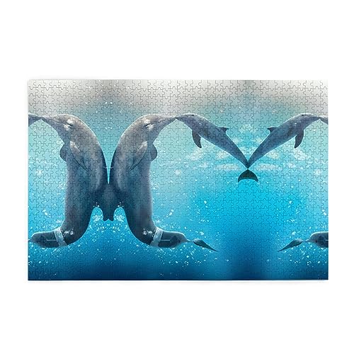 Personalisiertes Puzzle – Erstellen Sie ein individuelles Bilderpuzzle für Familie und Freunde, Winter der Delfin von vacsAX