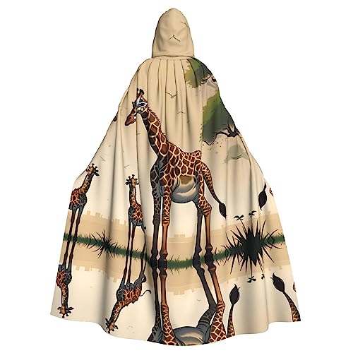 vacsAX Umhang mit Giraffe für Mutter und Kind – Hexenumhang für Erwachsene, Kapuzenumhang für Damen und Herren, Halloween-Kostüme, Weihnachten, Cosplay von vacsAX