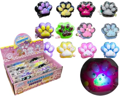 vamei 12 Stück LED Katzenpfoten Squishy Squeeze Spielzeug Cat Claw Squishy Toy Entspannungs Stressabbau Quetschspielzeuge Party Mitgebsel Kindergeburtstag Geschenke für Kinder Mädchen Jungen von vamei