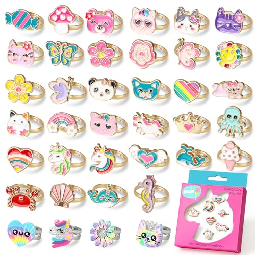 vamei 42 Stück Kinderringe Mädchen für Mitgebsel Kindergeburtstag, 6 Themen Geschenkbox mit Einhorn Blumen Tiere Katze Ringe Prinzessin Schmuck Kleine Geschenk Pinata Füllung Kinder vamei 42 Stück Kinderringe Mädchen für Mitgebsel Kindergeburtstag, 6 Themen Geschenkbox mit Einhorn Blumen Tiere Katze Ringe Prinzessin Schmuck Kleine Geschenk Pinata Füllung Kinder von vamei