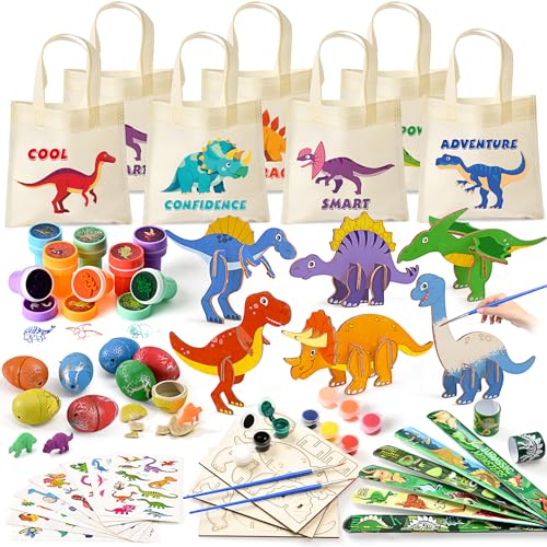 vamei Dinosaurier Mitgebsel Kindergeburtstag mit Dinosaurier Holz Bastelset Tragetaschen Dino Eier Slap Armbänder Stempel Temporäre Tattoos, Piñata Füllung Give Aways Mitbringsel für Jungen Kinder vamei Dinosaurier Mitgebsel Kindergeburtstag mit Dinosaurier Holz Bastelset Tragetaschen Dino Eier Slap Armbänder Stempel Temporäre Tattoos, Piñata Füllung Give Aways Mitbringsel für Jungen Kinder von vamei