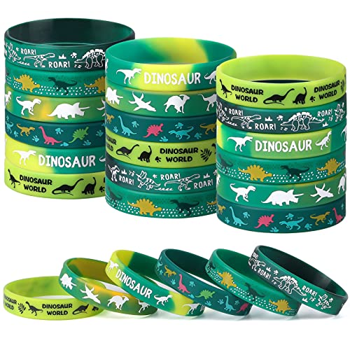 vamei Dinosaurier Silikon Armbänder 30 Stück Dinosaurier Mitgebsel Party Silikonarmband für Kinder Mädchen Jungen Geburtstag Dinosaurier Welt Thema Party Geschenk von vamei