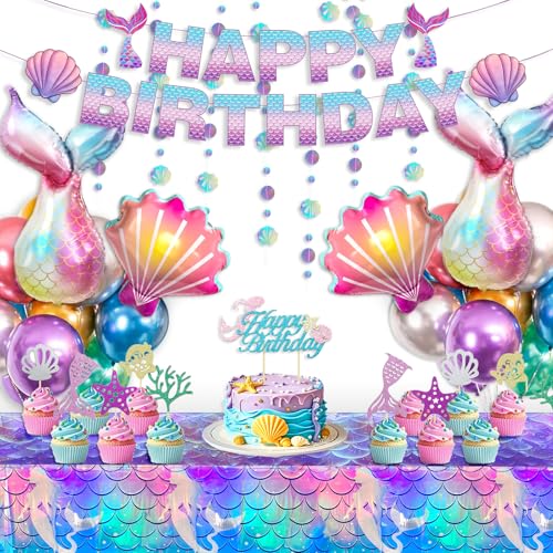 vamei Meerjungfrau Geburtstag Deko für Mädchen Meerjungfrau Luftballon Muschel Ballon mit Happy Birthday Banner Cake Topper Girlande Tischdecke Kinder Geburtstagsdeko vamei Meerjungfrau Geburtstag Deko für Mädchen Meerjungfrau Luftballon Muschel Ballon mit Happy Birthday Banner Cake Topper Girlande Tischdecke Kinder Geburtstagsdeko von vamei