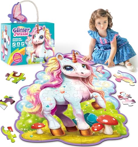 vamei Puzzle Kinder, Einhorn Puzzle ab 3 4 5 6 7 Jahren für Mädchen, Bodenpuzzles Pädagogisches Spielzeug Lernspiele Puzzle Spielzeug Kinderpuzzle Einhorn Geschenk für Kinder Mädchen Jungen von vamei