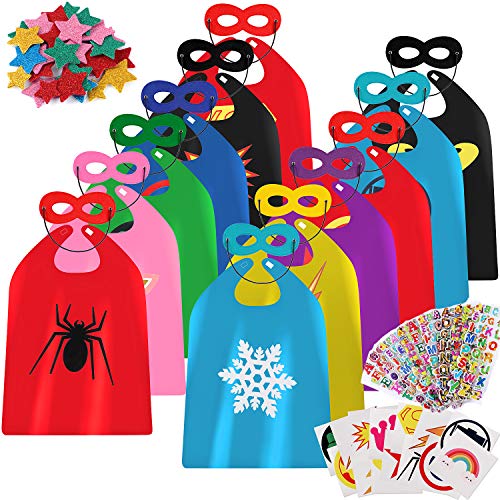 vamei Superhelden Kostüm Kinder Superhelden Umhang mit Masken DIY Umhang Helden Rollenspiel Geburtstag Gastgeschenk Superhelden Cape Helden Party Halloween Fasching Karneval Kostüm für Jungen Mädchen von vamei