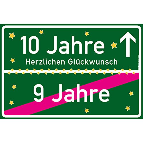 vanva 10 Geschenk Junge Schild mit Spruch Herzlichen Glückwunsch Ortsschild Geschenk für Sohn 10 Jahre Party Deko Geschenkideen für den 10 Geburtstag Dunkelgrün von vanva