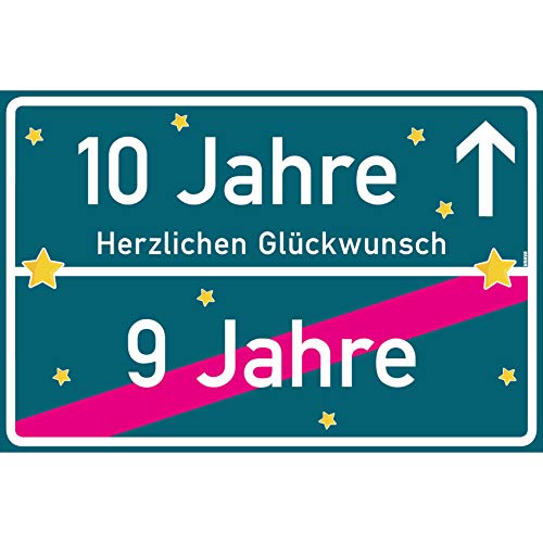 vanva 10 Geschenk Junge Schild mit Spruch Herzlichen Glückwunsch Ortsschild Mehrfarbig von vanva